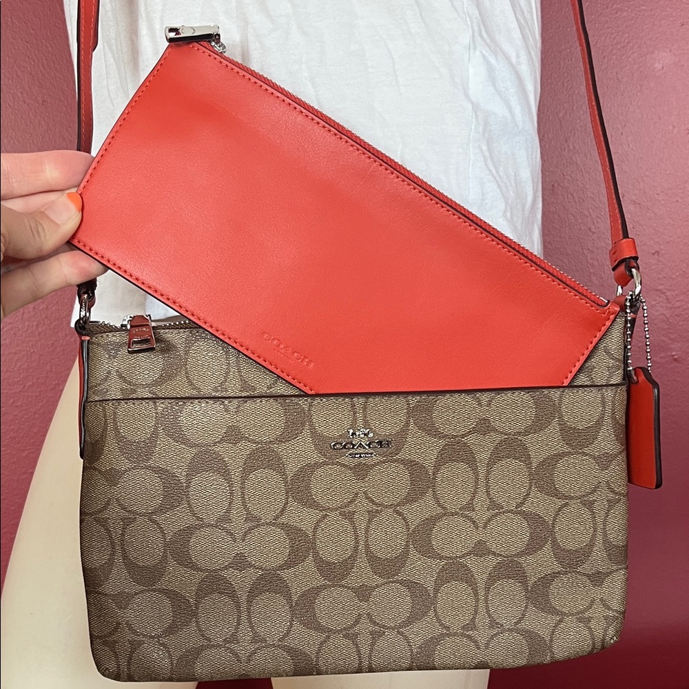 New Coach Crossbody Bag - Brown with orange Accents - Picture 4 of 16